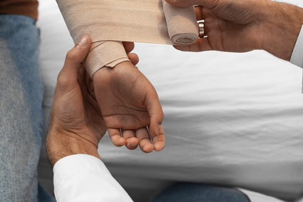 doctor taking care afro american child